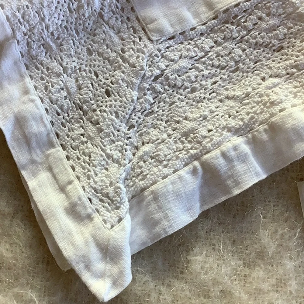 RH Linen Euro sham Italian Tombolo Braided Lace Linen